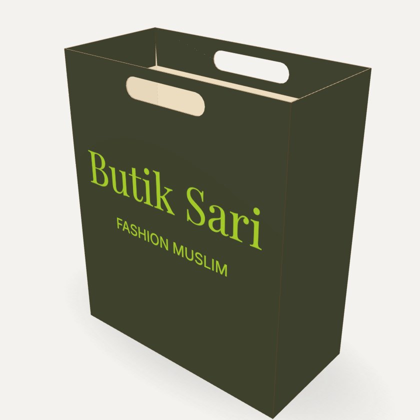 Paper Bag Pegangan Potong dengan contoh desain