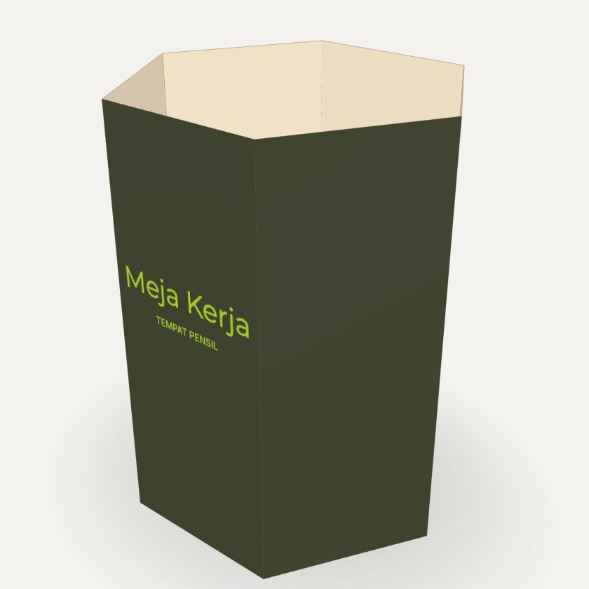 Tempat Pensil Heksagon dengan contoh desain